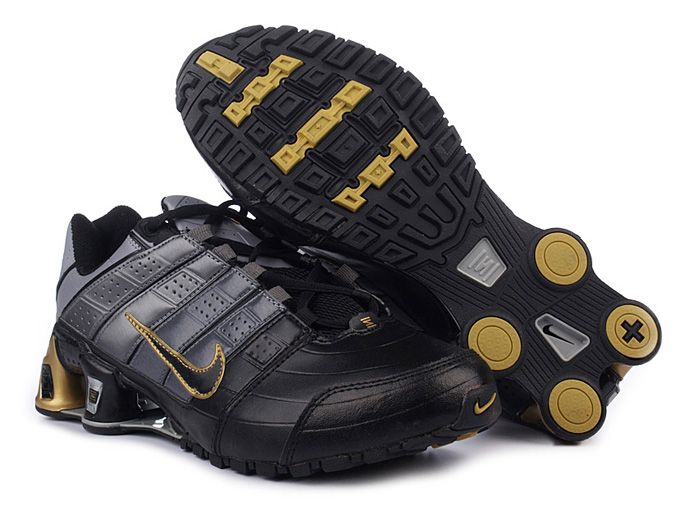 Mens Nike Shox Nz Shoes Black Grey White Golden - Click Image to Close